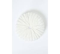 Homescapes Round Button Cushion, 36Cm In White White