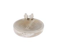 HOMESCAPES Stone Coloured Concrete Birdbath with Decorative Love Birds Heavyweight Ornate Bird Bath