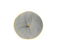 HOMESCAPES Grey and Yellow Round Floor Cushion Large Decorative Circular Children’s & Garden Seat Pad, Pre-Filled 100% Cotton Indoor and Outdoor Cushion, 43cm