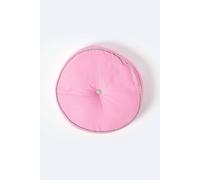 HOMESCAPES Pink and Grey Round Floor Cushion Large Decorative Circular Children’s & Garden Seat Pad, Pre-Filled 100% Cotton Indoor and Outdoor Cushion, 43cm