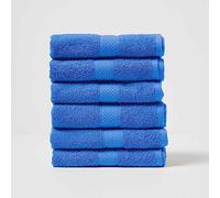 HOMESCAPES Royal Blue Turkish Cotton Set of 6 Hand Towels Super Soft Thick & Absorbent 500 GSM Towel Heavy Weight for everyday Luxury