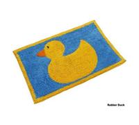 HOMESCAPES Rubber Duck Bath Mat, 45 x 75 cm, 1400 GSM rug in 100% Cotton, Non Slip Spray Back, Washable at Home