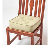 Homescapes Cotton Dining Chair Booster Cushion in Light Green | Size: 40 cm x 40 cm Homescapes Light Green 40 cm x 40 cm