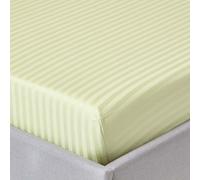 Egyptian Cotton Satin Stripe Fitted Sheet 12 inch 330 Thread Count Homescapes Green King Fitted