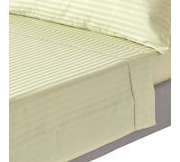(Double, Sage Green) Egyptian Cotton Flat Sheet Single 330 Thread Count Satin Stripe