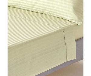 HOMESCAPES Sage Green Pure Egyptian Cotton Flat Sheet Single 330 TC 500 Thread Count Equivalent Satin Stripe Bed Sheet