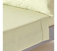 HOMESCAPES Sage Green Pure Egyptian Cotton Flat Sheet Super King 330 TC 500 Thread Count Equivalent Satin Stripe Bed Sheet
