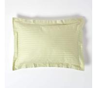 HOMESCAPES Sage Green Pure Egyptian Cotton Oxford Pillowcase Standard Size 330 TC 500 Thread Count Percale Equivalent Satin Stripe Pillow Case Pack of 2