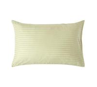 HOMESCAPES Sage Green Pure Egyptian Cotton Pillowcase Standard Size 330 TC 500 Thread Count Percale Equivalent Satin Stripe Housewife Pillow Case Pack of 4