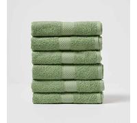 HOMESCAPES Sage Green Turkish Cotton Set of 6 Hand Towels Super Soft Thick & Absorbent 500 GSM Towel Heavy Weight for everyday Luxury