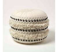 Sahara Macrame Tufted Boho Pouffe Homescapes Natural One Size