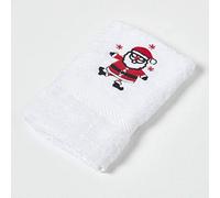 Santa Embroidered 100% Cotton Small Christmas Towel Homescapes White Hand Towel
