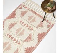 HOMESCAPES Satara Pink Kilim Wool Rug - 120 x 170 cm