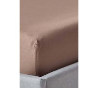 HOMESCAPES Organic Cotton Brown Extra Deep Fitted Sheet (18”) Single 400TC 600 Thread Count Equivalent Bed Sheet with Fully Elasticated Skirt