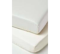 Homescapes Cream Organic Cotton Cot Bed Fitted Sheets 400 Thread Count, 2 Pack