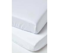 HOMESCAPES White Cot Bed Fitted Sheets 70 x 140 cm 2 Pack 100% Organic Cotton sateen Soft Hypoallergenic Toddler Bed Sheet Fully Elasticated Skirt Breathable Easy Care 400 TC 600 Thread Count Equiv