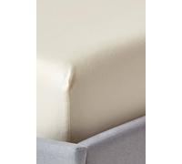 HOMESCAPES Organic Cotton Cream Fitted Sheet (12”) Double 400TC 600 Thread Count Equivalent Bed Sheet with Fully Elasticated