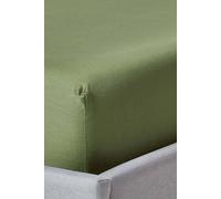 HOMESCAPES Organic Cotton Green Fitted Sheet (12”) Super King Size 400TC 600 Thread Count Equivalent Bed Sheet with Fully Elasticated Skirt