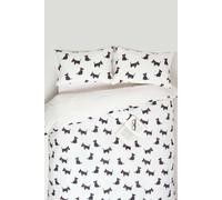 Homescapes Scottie Dog Digitally Printed Cotton Duvet Cover Set In White White King