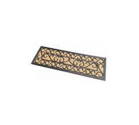 HOMESCAPES Door Mat Scroll Design 100% Natural Coir 25 x 75 cm with Rubber Non-Slip Back Indoor and Outdoor Doormat
