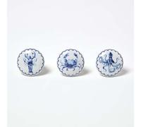 HOMESCAPES Sea Animals Drawer Knobs, Set of 3 Coastal White Stone Door Knob for Cabinets, Cupboards & Drawers, Door Handle Replacement for Childrens Bedrooms, Playrooms Nursery, Octopus Lobster Crab