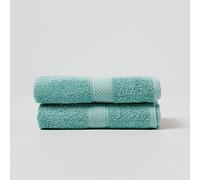 HOMESCAPES Sea Green Turkish Cotton Set of 2 Hand Towels Super Soft Thick & Absorbent 500 GSM Towel Heavy Weight for everyday Luxury
