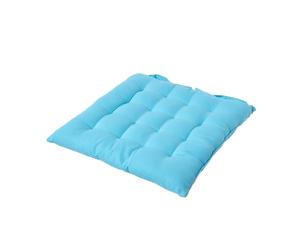 HOMESCAPES - Seat Pad - Blue - 40 x 40 cm - Indoor - Garden - Dining - Chair Cushion with a Button Tie Handle to fix to Chair - 100% Cotton - Well Filled - Easy Care - Washable At Home