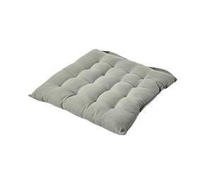HOMESCAPES - Seat Pad - Grey - 40 x 40 cm - Indoor - Garden - Dining - Chair Cushion with a Button Tie Handle to fix to Chair - 100% Cotton - Well Filled - Easy Care - Washable At Home