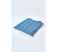 HOMESCAPES - Seat Pad - Air Force Blue - 40 x 40 cm - Indoor - Garden - Dining - Chair Cushion - 100% Cotton - Well Filled - Easy Care - Washable At Home