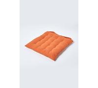 Solid Cotton Seat Pad with Button Straps - Burnt Orange / 5cm