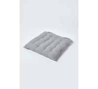 Homescapes Seat Pad - Plain with Button Straps - 100% Cotton, 40 x 40 cm - Grey One Size