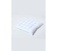 Plain Seat Pad with Button Straps 100% Cotton Homescapes White One Size