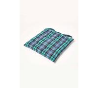 HOMESCAPES Blue and Green Tartan Seat Pad Cushion for Dining Chairs 100% Cotton Chair Pad with Straps ″Blackwatch″ Design 40 x 40 cm