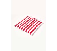 HOMESCAPES Red and White Stripe Seat Pad Cushion for Dining Chairs 100% Cotton Chair Pad with Straps 40 x 40 cm