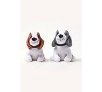 Set of 2 Brown and Grey Dog Doorstops Homescapes Brown One Size