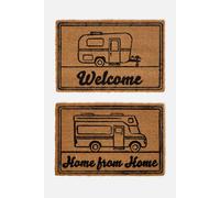 Homescapes Set of 2 Caravan Coir Doormats 60 x 40 cm in Brown | Size: 40 cm x 60 cm Homescapes Brown 40 cm x 60 cm