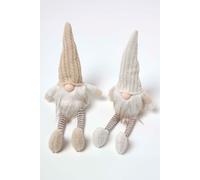 HOMESCAPES Set of 2 Christmas Gonks in Gold and Silver