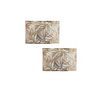 Homescapes Set of 2 Floral Leaf Decorative Gold Placemats Homescapes Gold