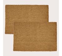 Homescapes Set of 2 Plain Coir Doormats 60 x 40 in Brown | Size: 40 cm x 60 cm Homescapes Brown 40 cm x 60 cm
