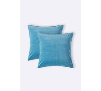 Homescapes Set Of 2 Velvet Cushion Covers In Blue Blue 40cm x 40cm