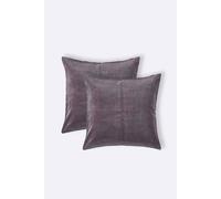 HOMESCAPES Set of 2 Dark Grey Velvet Cushion Covers Super Soft Cotton Velvet Luxury Square Scatter Cushions Charcoal Plain Accent Pair of Throw Pillows for Sofa and Bed Decoration, 40 x 40cm