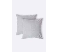 HOMESCAPES Set of 2 Light Grey Velvet Cushion Covers Super Soft Cotton Velvet Luxury Square Scatter Cushions Silver Plain Accent Pair of Throw Pillows for Sofa and Bed Decoration, 40 x 40cm