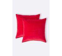 Homescapes Set of 2 Velvet Cushion Covers in Red | Size: 40 cm x 40 cm Homescapes Red 40 cm x 40 cm