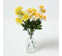 HOMESCAPES Decorative Artificial Flowers, Set of 3 Realistic Yellow Daffodils, Vibrant Narcissus Faux Flowers That Look Real, Indoor Decor Floral Arrangement Table Decoration for Weddings & Birthdays