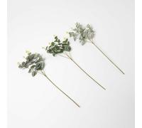 HOMESCAPES Set of 3 Artificial Single Stem Eucalyptus Leaves 68 cm Tall Faux Silk Sprays for Bouquet or Floral Arrangement