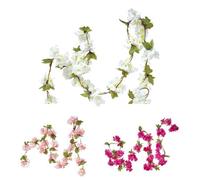 Homescapes Set Of 3 Cream, Cerise & Pink Artificial Blossom Flower Garlands, 5 Ft