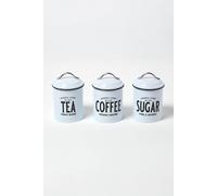 Homescapes Set Of 3 General Store Tea, Coffee, Sugar Canisters In White White One Size