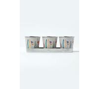 Set of 3 Herb Pots with Tray, Multi-Coloured Floral Design Homescapes Multi One Size