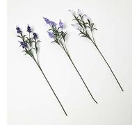 HOMESCAPES Set of 3 Purple & White Single Stem Lavender 68cm Long Fake Flower Stems Silk Sprays for Bouquet or Floral Arrangement