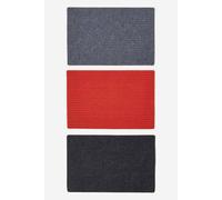 HOMESCAPES Door Mats Set of 3, Stylish Ribbed Design, 40x60cm, Indoor Use, Red Black Grey, Durable, Dirt Trapper